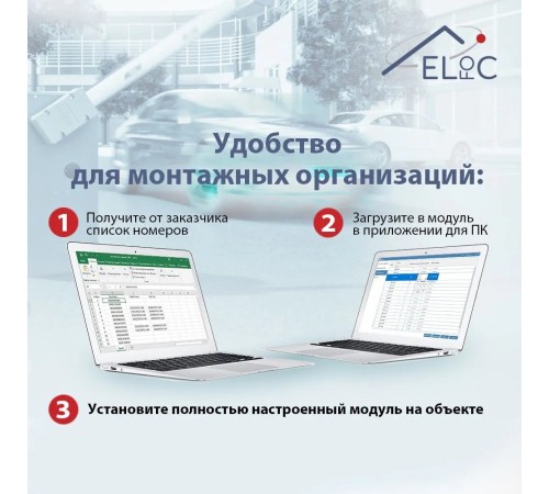 GSM модуль управления шлагбаумом и воротами ELfoC B2 (1000 номеров, USB интерфейс) 