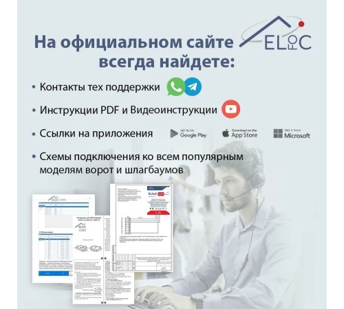 GSM модуль управления шлагбаумом и воротами ELfoC B1 (1000 номеров, USB интерфейс, аккумулятор) 